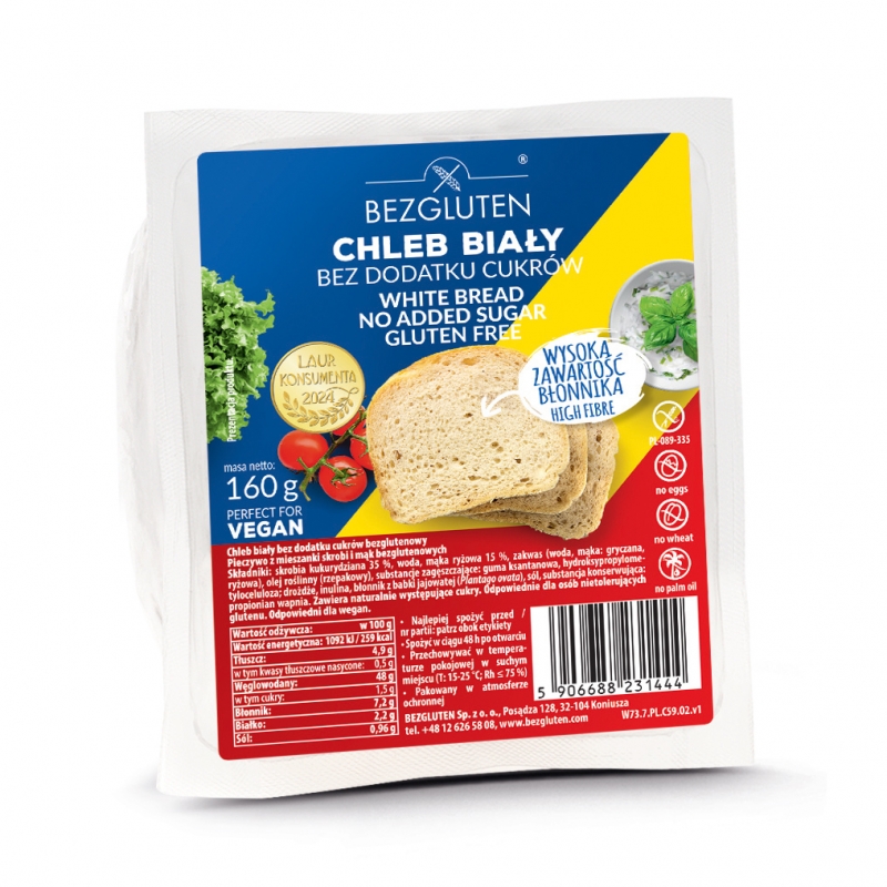 Chleb biały bez dodatku cukrów bezglutenowy 160g